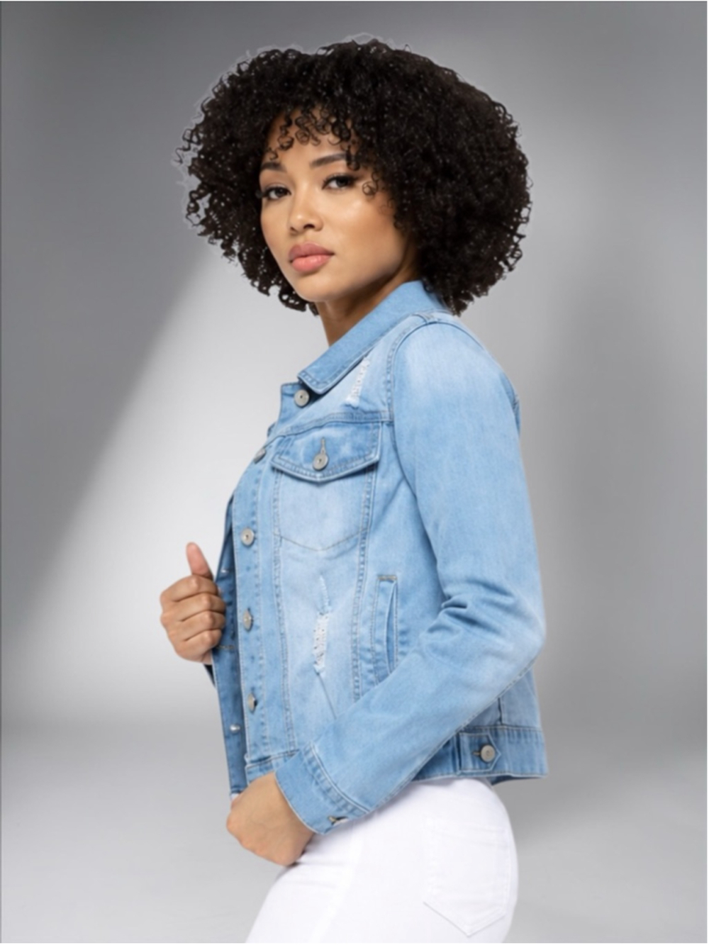 NEW VIP Jeans Distressed Long Sleeve Button-Down Denim Jacket – Size XL